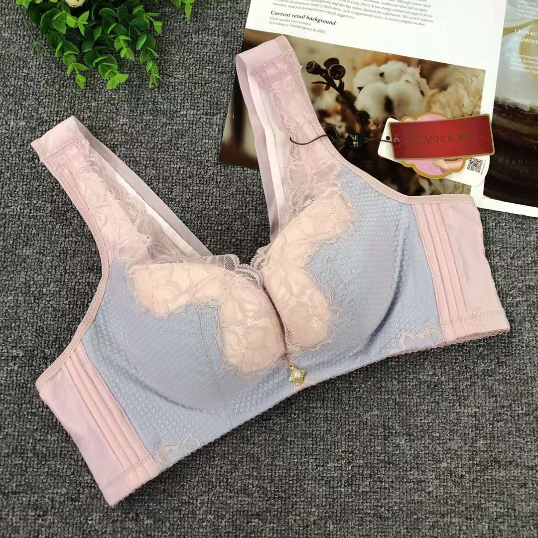 Nuevo sujetador inalámbrico moda Jacquard de encaje transpirable cómodo clásico cuatro breasted ropa interior para las mujeres al por mayor