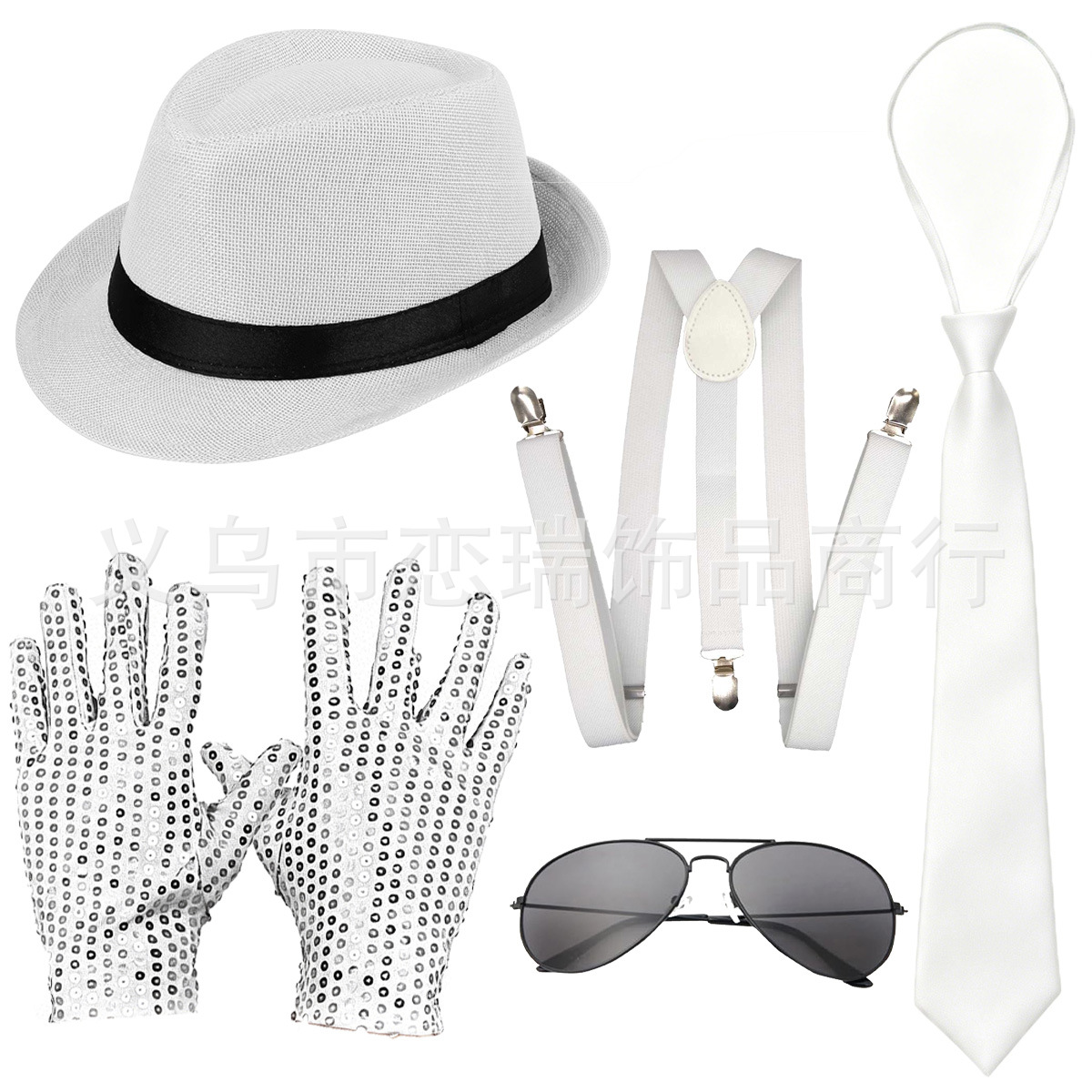 70s DISCO espectáculo accesorios esquinilla sombrero corbata guantes cinturón hombre conjunto Xiaoyin TEMU en stock