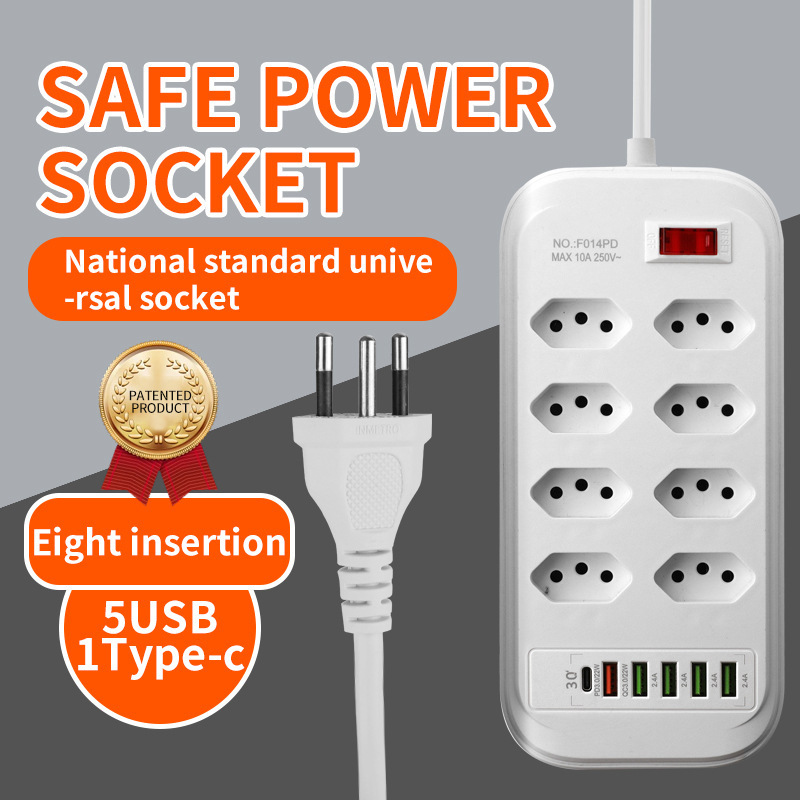 Exportaciones de comercio exterior inteligentes para Brasil enchufe de enchufe 3 / 4 / 5 / 6 con enchufe de alimentación 3USB