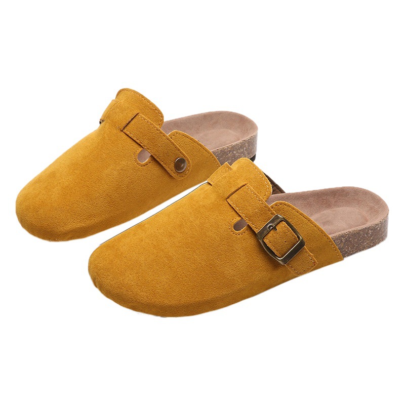 Baotou zapatillas mujer pareja corcho arrastre deseo transfronterizo más tamaño Comercio exterior zapatos romanos casuales medio arrastrado marea zapatos perezosos