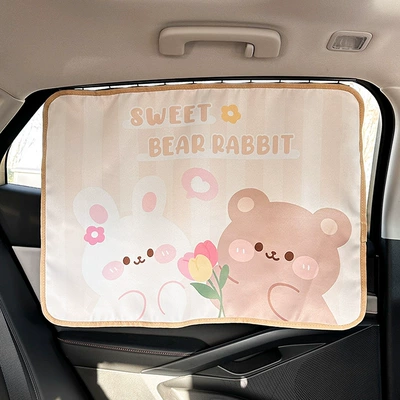 Curtain Children's Car Heat: Car curtains - track-curtain-square-tulip-bear