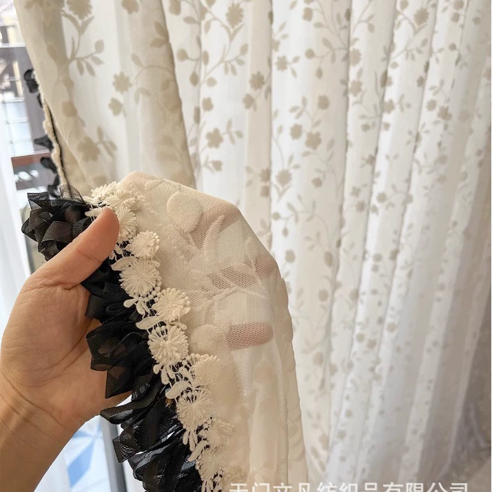 【Relief yarn & Vina】Бежево-кремовая французско-американская стиль спальня гостиная романтическая свадьба комната литературное окно занавес