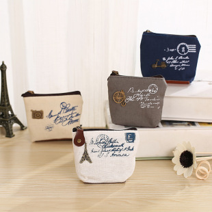 Korean style new women's coin purse retro style canvas wallet zipper shell small square bag factory in stock wholesale