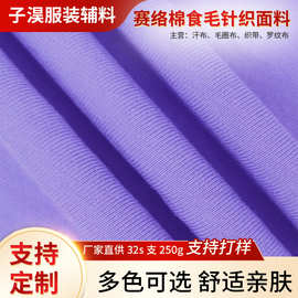 厂家直供32s支250g 赛络棉食毛大卫衣 小毛圈布 不掉毛针织面料