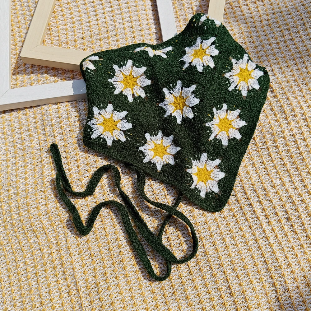  knitted headband, scarf for photo sessions, internet celebrity, flowered