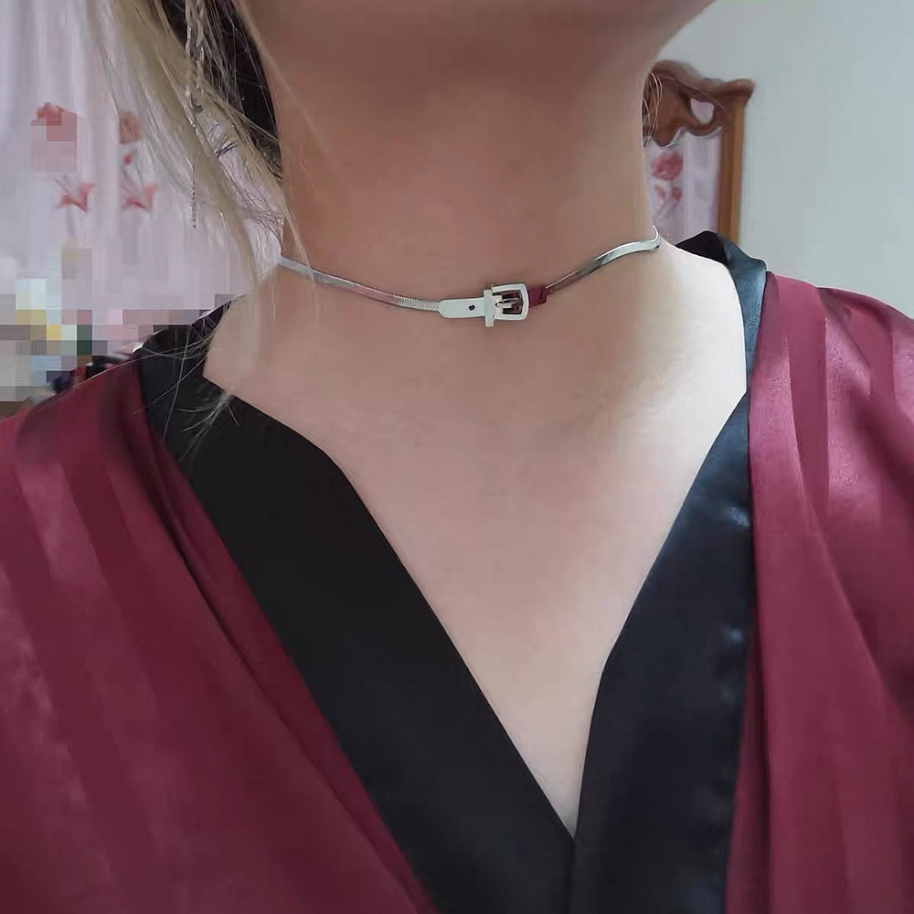 304 Stainless Steel Material Solid Color Pattern Women'S Gender Hip-hop Solid Color Titanium Steel Polishing Women's Necklace