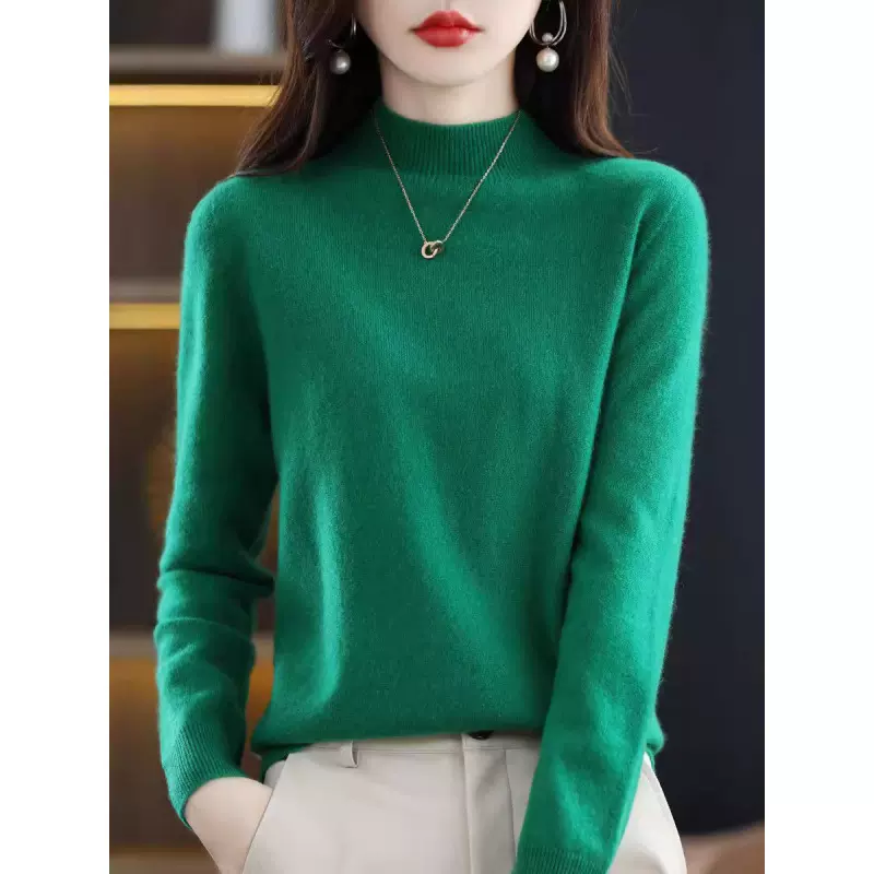 秋冬新款安迪绒女半高领一线成衣针织毛衣宽松显瘦打底衫外贸批发