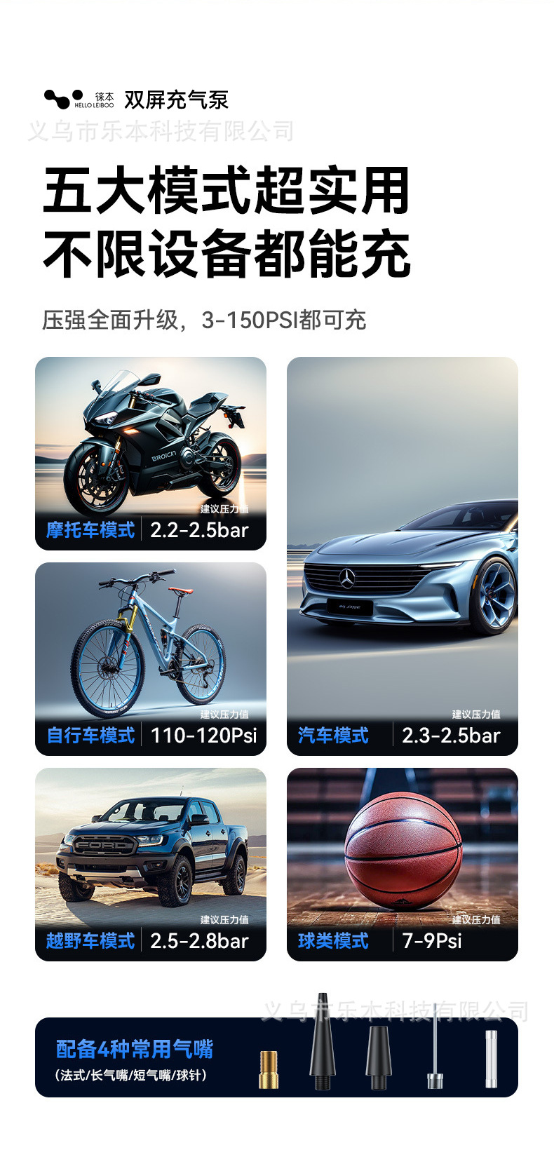 Car Air Pump, Car Tire Pump, Electric Wireless Car Tire Inflator, Universal Multi-Functional Air Pump