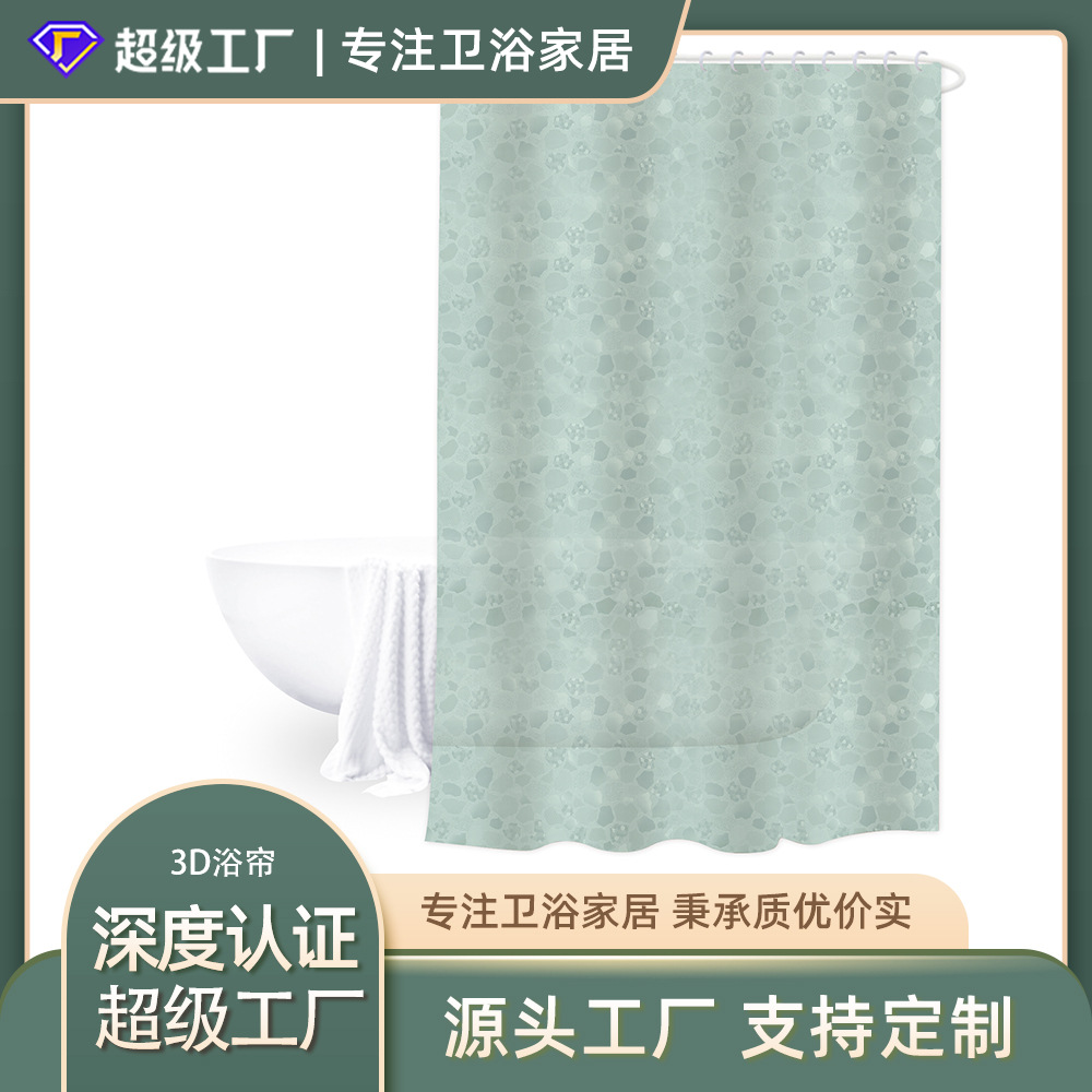 180*180 fábrica directa de PEVA baño impermeable Cortina de ducha transparente 3D Cortina de ducha cortina de puerta de baño cortina a prueba de moho