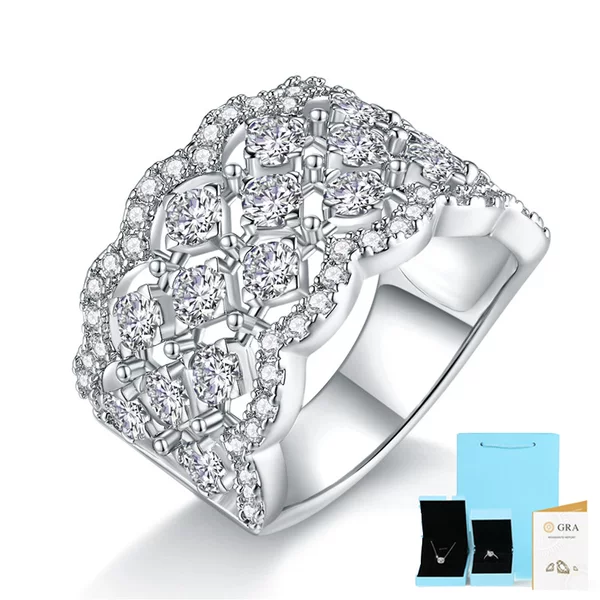 Amazon's Best-Selling Moissanite Ring for Foreign Trade, S925 Silver, Non-Fading, Cross-Border, Light Luxury, Niche High-End Ring