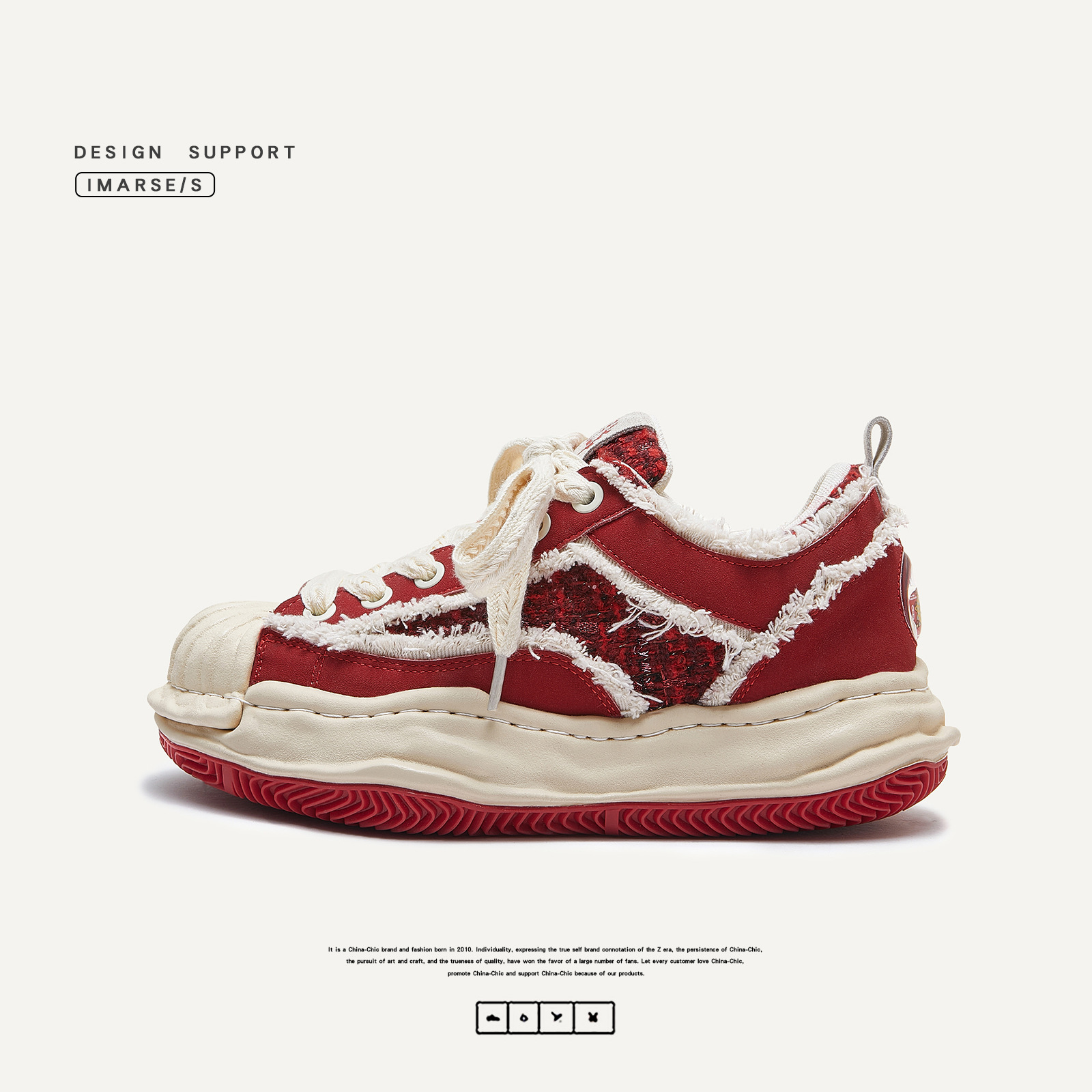 2024 Dragon Year New Year Red Streetwear Sneakers Thick Heel Height Platform Shoes for Men and Women, Same Style Couple Fashion Shoes