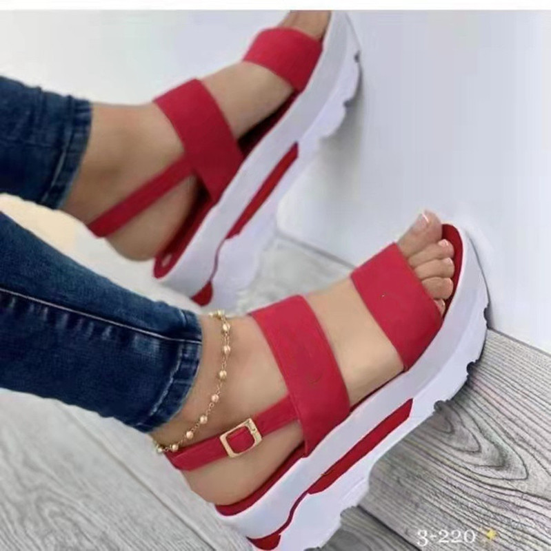 2026 Summer New Large Size Cross-Border Women's Shoes with Lettered Wide Straps, Sweet Style, Thick-Soled Wedge Sandals for Women
