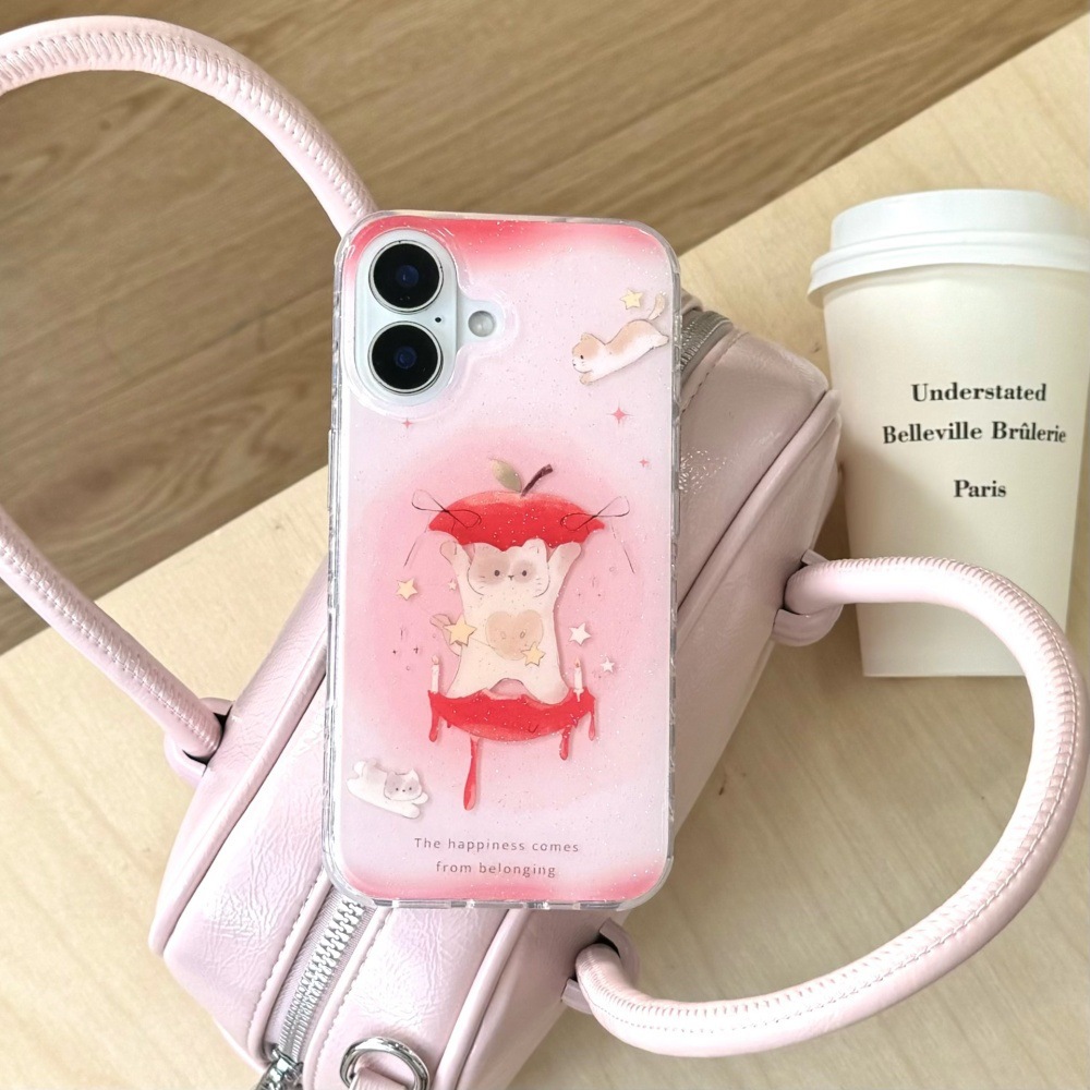 Divertido y lindo gato de Apple para iphone16 girl heat flasher polvo 15ProMax funda para teléfono móvil Apple 14 nuevo