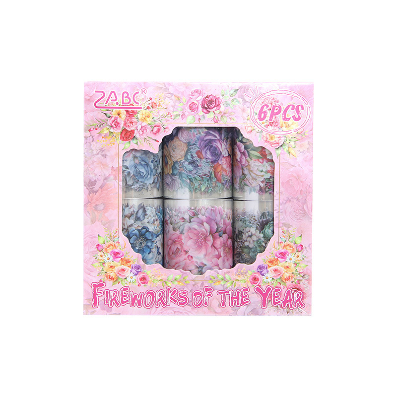 Fuegos artificiales años transparentes a prueba de agua pet cinta adhesiva caja diy diario de contabilidad pegatinas paisajísticas pegatinas de contabilidad de flores retro