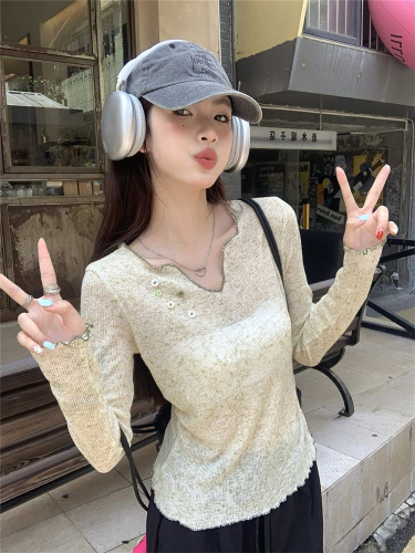 Women's Long Sleeve T-Shirt Autumn/Winter New Design Transparent Sun Protection Cover-Up Shirt Slimming Fashion Sister Style Top for Outwear