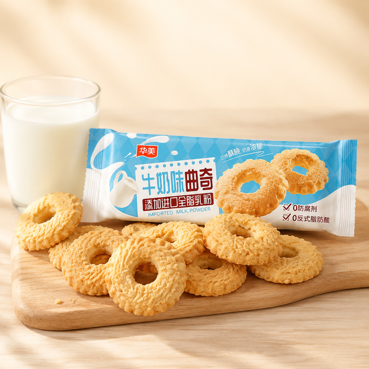Huamei Cookies 50g Milk Flavor Coconut Orange Flavor Breakfast Snacks Casual Snacks Afternoon Tea