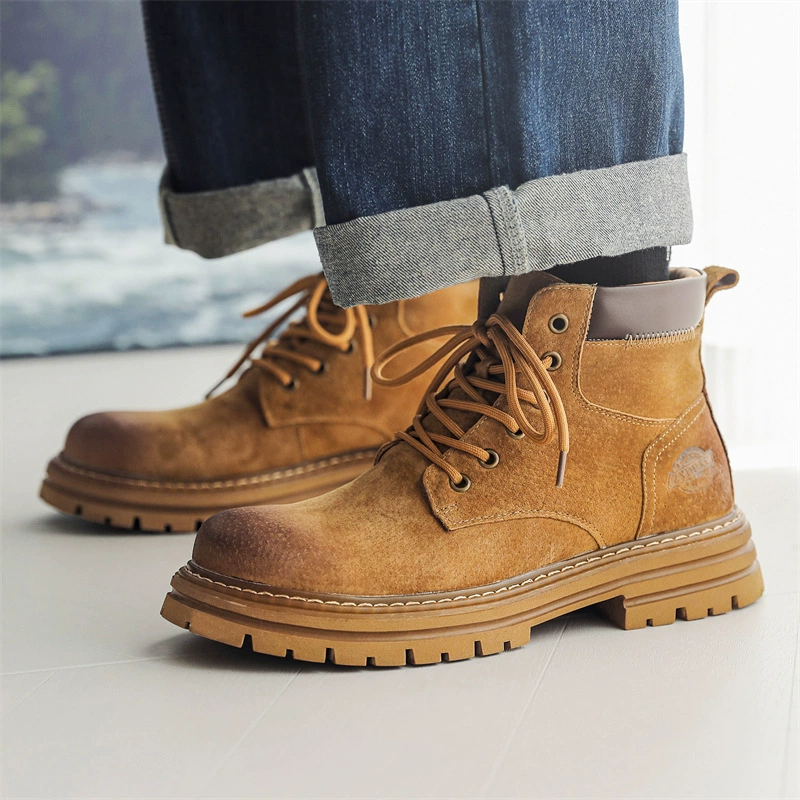 Мужские низкие ботинки 2025 новые рабочие ботинки на толстой подошве, ботинки-дезерты, универсальные ботинки 26336 желтые-J