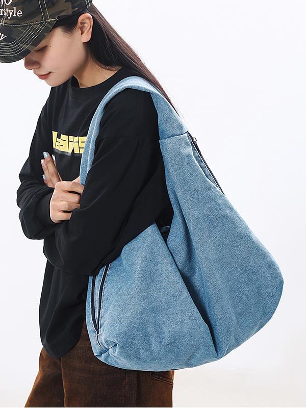 Bolsas de jeans casuales japonesas de gran capacidad para mujeres 2025, nuevo estilo de Harajuku bolsas especiales de ocio literario bolsas de hombro
