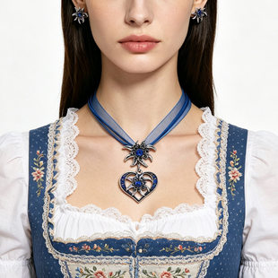 Cross-border Edelweiss Necklace Set Oktoberfest Premium Feeling Light Luxury Love Exquisite Temperament Versatile Trendy Jewelry Wholesale