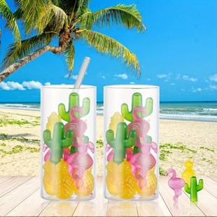 24 reusable ice cubes Flamingo plastic food grade drink available frozen washable ice pellets