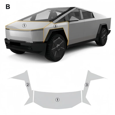 Car paint protective film invisible car jacket full - tpu-protective-film-for-front-fender-of-nose-cover-tesla-pickup-cybertruck