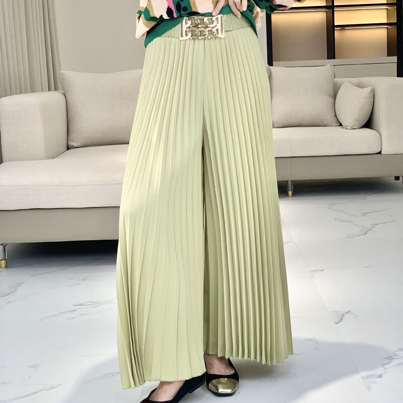 Miyake All-match Casual Pants Women 2024 Spring and Summer New Pleated Straight Leg Pants Draped High-end Wide Leg Pants