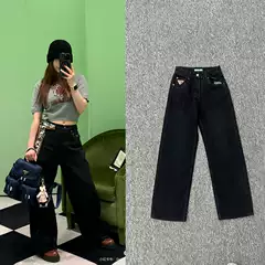 Pr Black Straight Jeans Women's Inverted Triangle High Waist Slim Versatile Slim Pants Women's 2025 Spring New Style