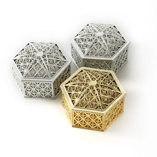 Cross-Border Wedding Candy Box Banquet Party Candy Box Chocolate Packaging Box Electroplated Gold Hexagram Box
