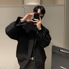 ASCLO春秋冬新款毛呢外套韩版宽松落肩英伦风短款毛呢大衣夹克男