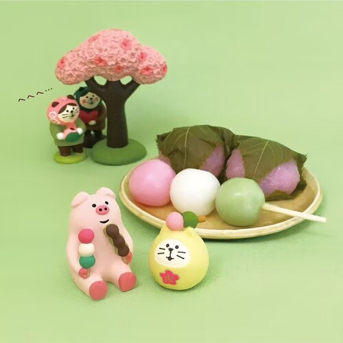 ins Japanese style cute cherry blossom viewing backpack cat photo Shiba Inu small ornaments car cake decoration desktop