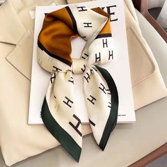 Ins Summer New Silk Scarf 70cm Small Square Scarf Korean Versatile Literary Retro Winter Soft Silky Decorative Neck Scarf