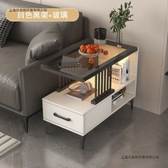 沙发边柜玻璃边几角几客厅轻奢现代简约移动小茶几侧边桌储物柜