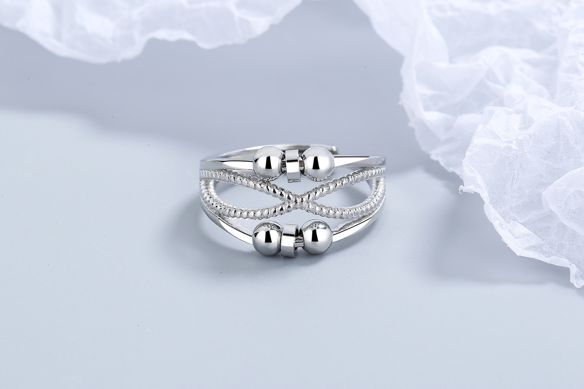 Simple Style Solid Color Copper Beaded Layered Plating Open Ring 1 Piece