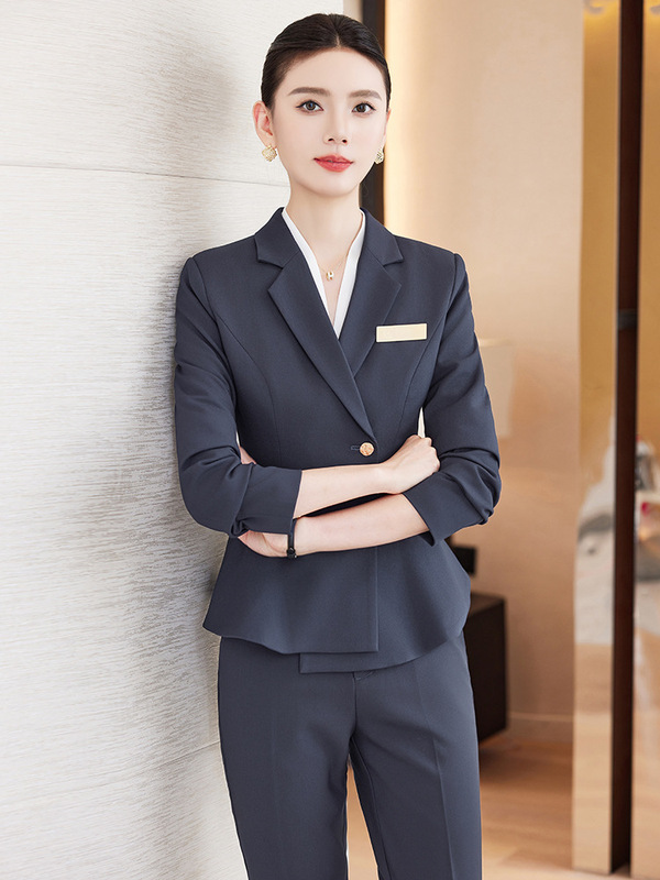 灰色西装套装女2025新款高级感美容院工作服珠宝店女士修身职业装|undefined