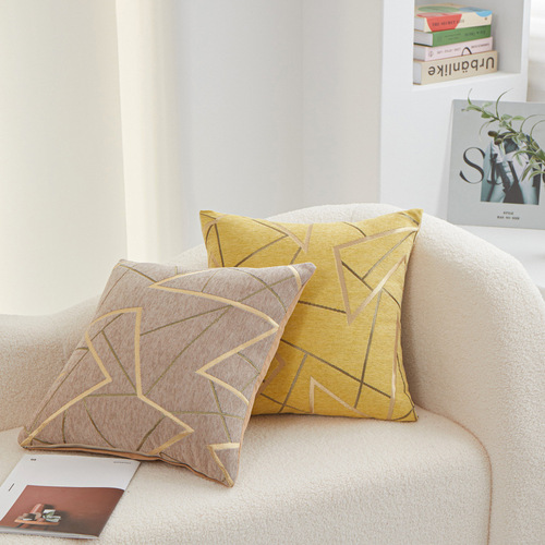 Colorful pillows, simple pillow cases, European retro cushions, living room lines, three-dimensional sense, high-end chenille cushions, detachable