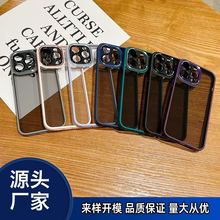 金属镜头适用iphone15手机壳高级感苹果14promax简约13高透12硬壳