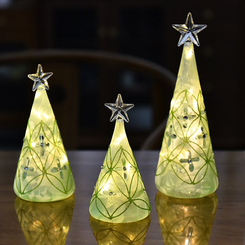 Fábrica al por mayor árbol de Navidad lámpara de cristal decorativa LED luminosa decoración de escritorio decoración de Navidad luz de la noche