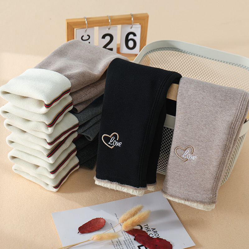 2023 년 겨울 새 소녀의 기모 두꺼운 레깅스 어린이 원피스 벨벳 아우터 바지  바지