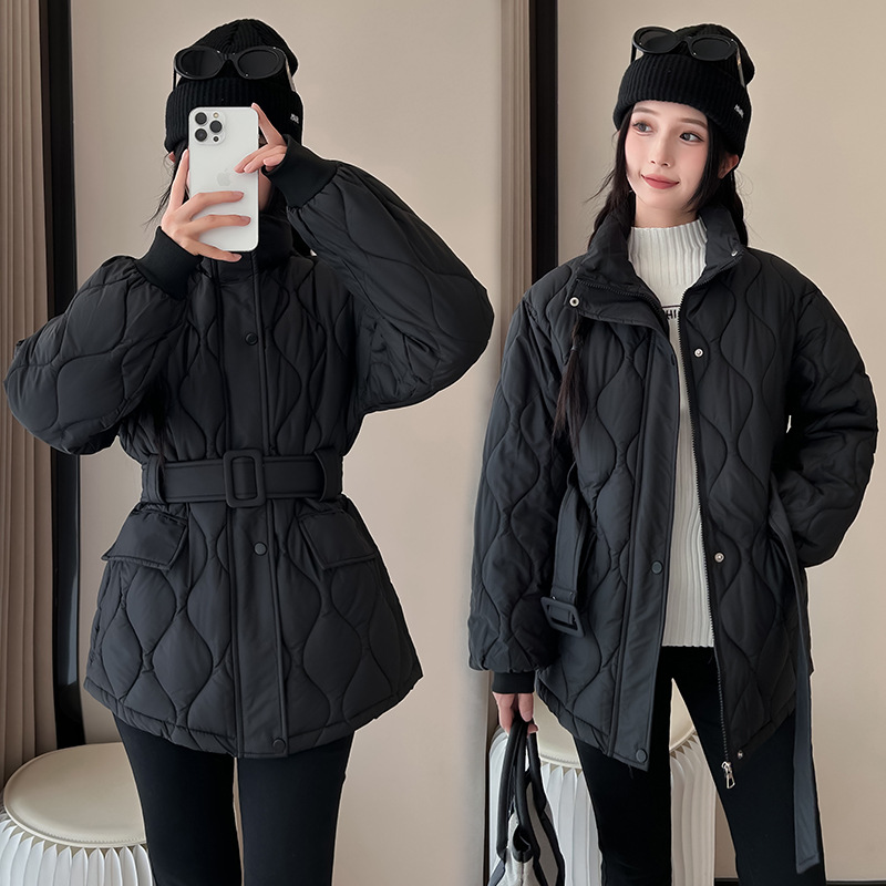 冬装羽绒棉服收腰棉袄女短款2025年新款随搭小个子显瘦外套系腰带