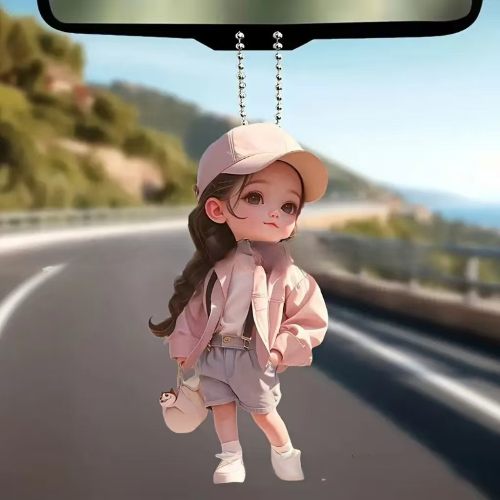 Nuevo estilo transfronterizo acrílico plano linda gorra chica colgante de coche colgante de decoración del hogar festivo