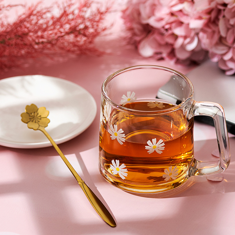 1 Piece Quantity Cute Letter Flower Strawberry Glass Water Bottles 1 Piece