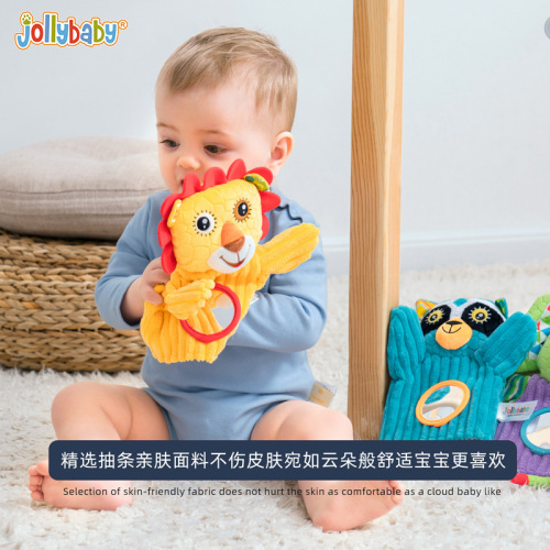 jollybaby hand puppet newborn baby comfort toy 0-1 years old parent-child interactive hand puppet bell toy wholesale
