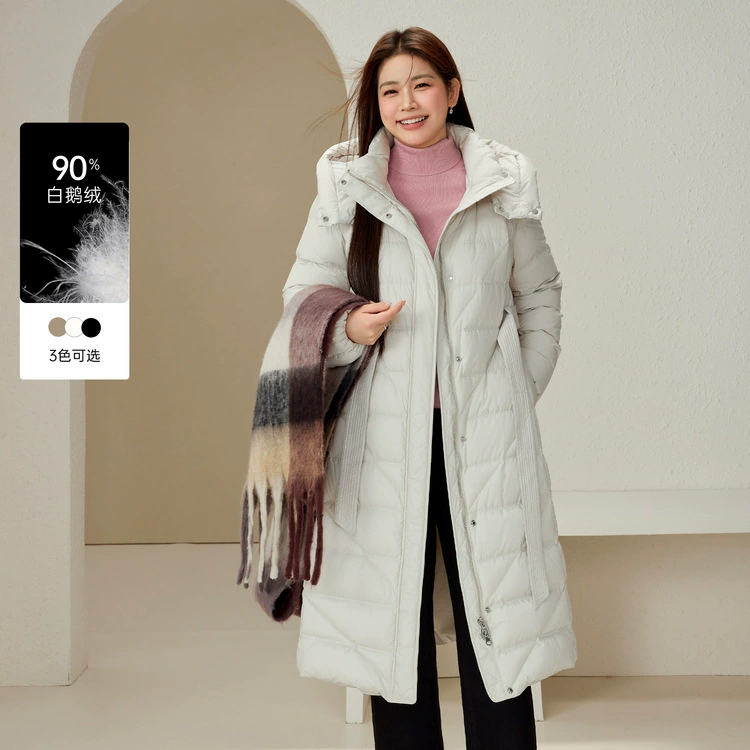 [90% гусиный бархат] Длинная красивая женская талия толстая и теплая над коленями пуховик толстый мм зимний новый
