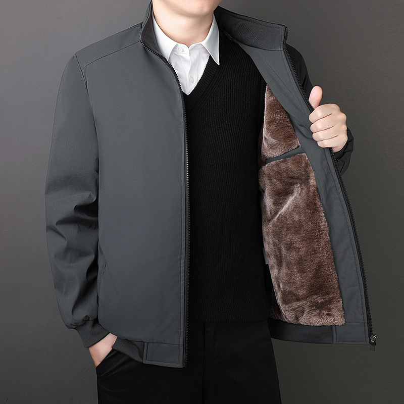 Papá de tamaño extra otoño y invierno con algodón de terciopelo de mediana edad con abrigo caliente de algodón de cuello de hombre ropa de algodón casual abuelo