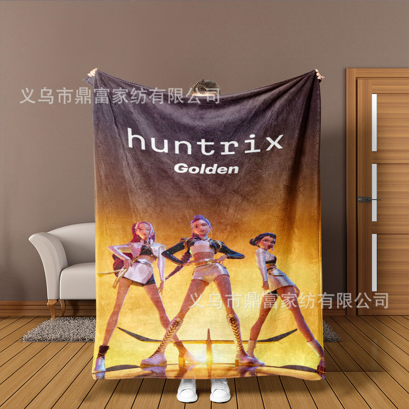 跨境法兰绒毛毯K Pop Demon Hunters Team Anime数码印花毛毯盖毯|undefined