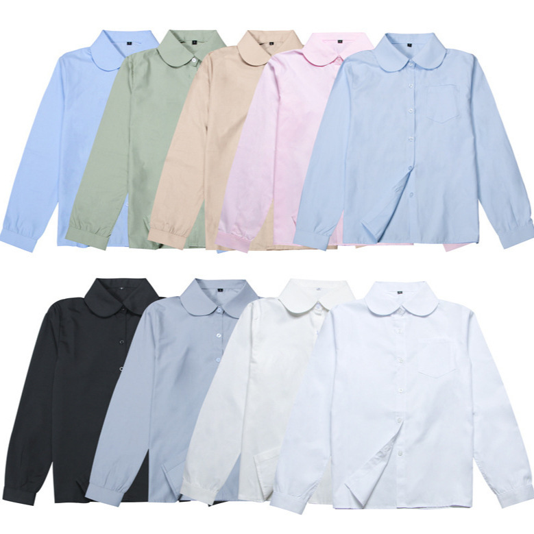 Manufacturer Wholesale In-Stock Japanese Student Round-Neck Jk Long-Sleeve Shirts for Spring, Autumn, and Summer, Non-See-Through, Fresh College Style
