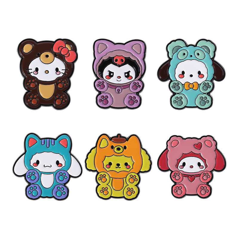 Cross-Border New Style Cute Girly Style Brooch Creative Cartoon Animation Image Peripheral Animal Accessories Badge