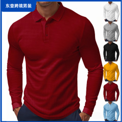 ヨーロッパとアメリカのクロスボーダー Amazon メンズ 2025 春の新作メンズ ワッフル POLO ゴルフ カジュアル T シャツ