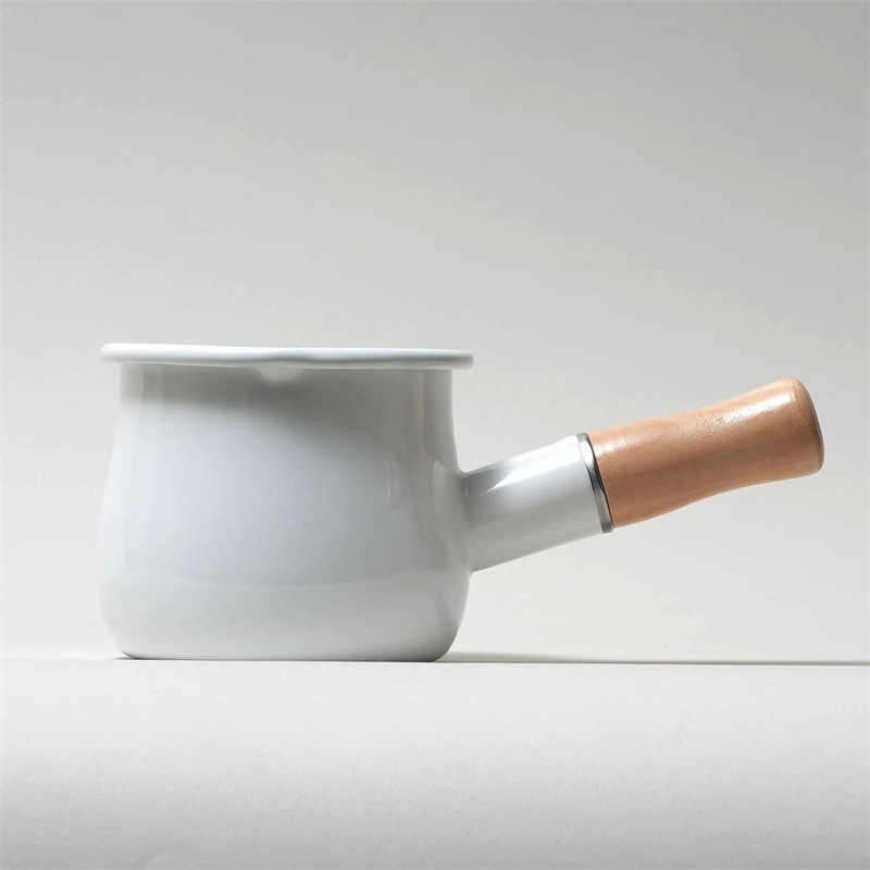Olla de leche esmaltada de estilo japonés de 10cm, mini olla esmaltada, olla para suplemento de alimentos para bebés, olla para leche de 550ml