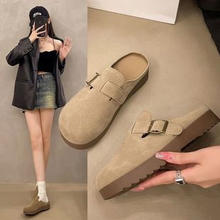 Birkenstock Shoes for Women 2025 New Style Baotou Slippers Retro Korean Style Half-Cup Flats Casual and Comfortable Slip-On Shoes for Women